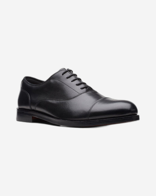 Clarks Craftdean Cap Shoes - Black Leather - 261691757 - G Width (Standard Fit)