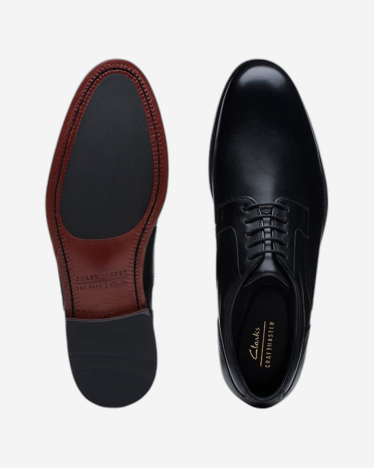 Clarks Craftdean Lace Shoes - Black Leather - 261691797 - G Width (Standard Fit)