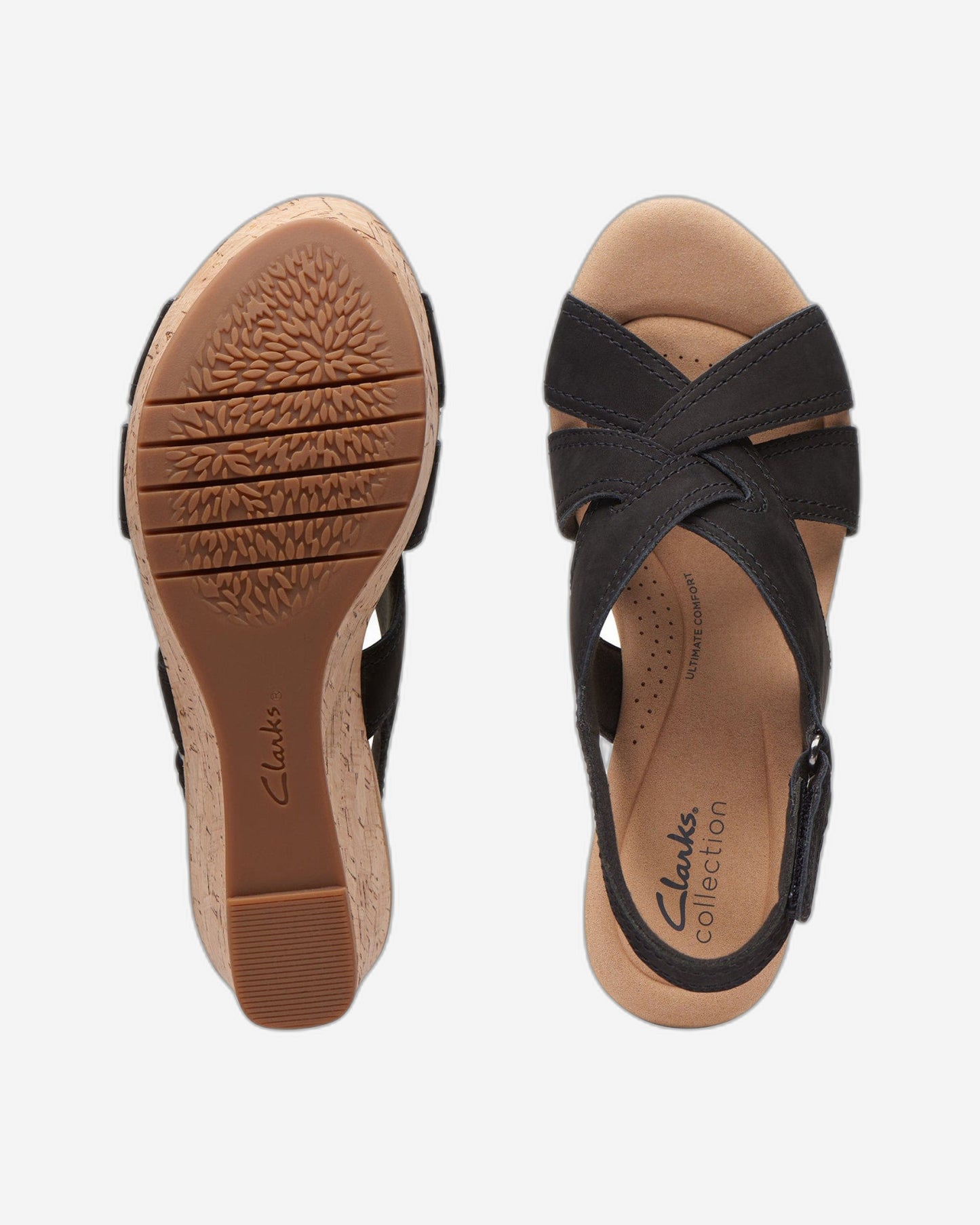 Clarks Rose Erin - Sandals - Black Nubuck - 261713074 - D Width (Standard Fit)