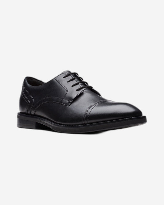 Clarks Un Hugh Cap Shoes - Black Leather - 261728367 - G Width (Standard Fit)