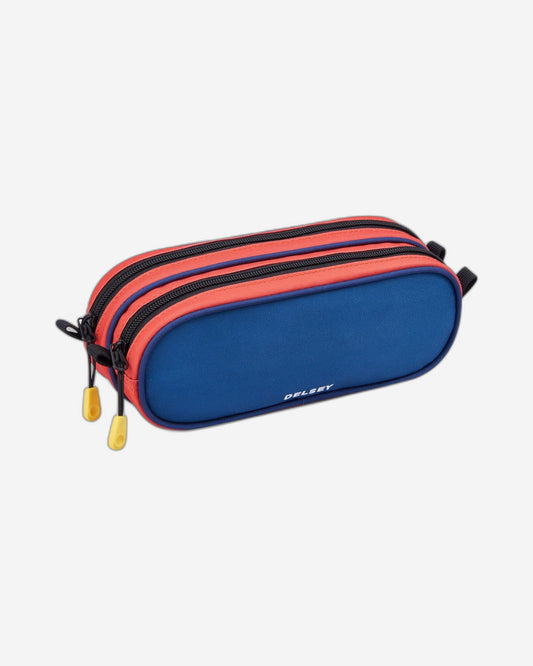 Delsey Paris BTS 2023 Top Zip Opening 2 Compartment Pencil Case Blue