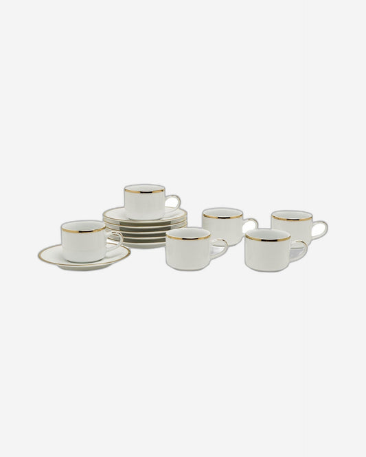 Dankotuwa Coffee Cup & Saucer Set 6+6 3Mm Gold
