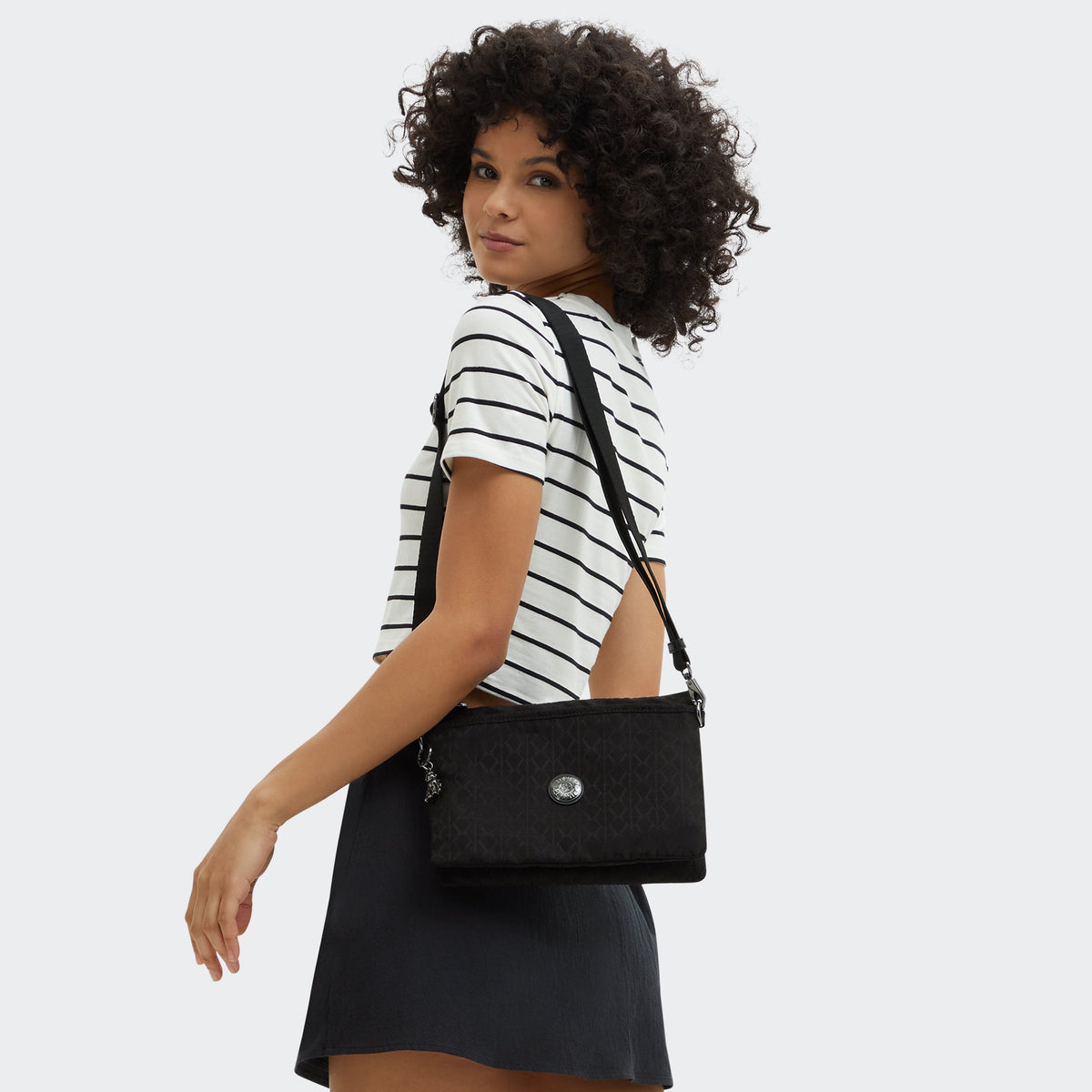 Kipling Riri L Black Sign Jq Medium Crossbody I5954-Y12