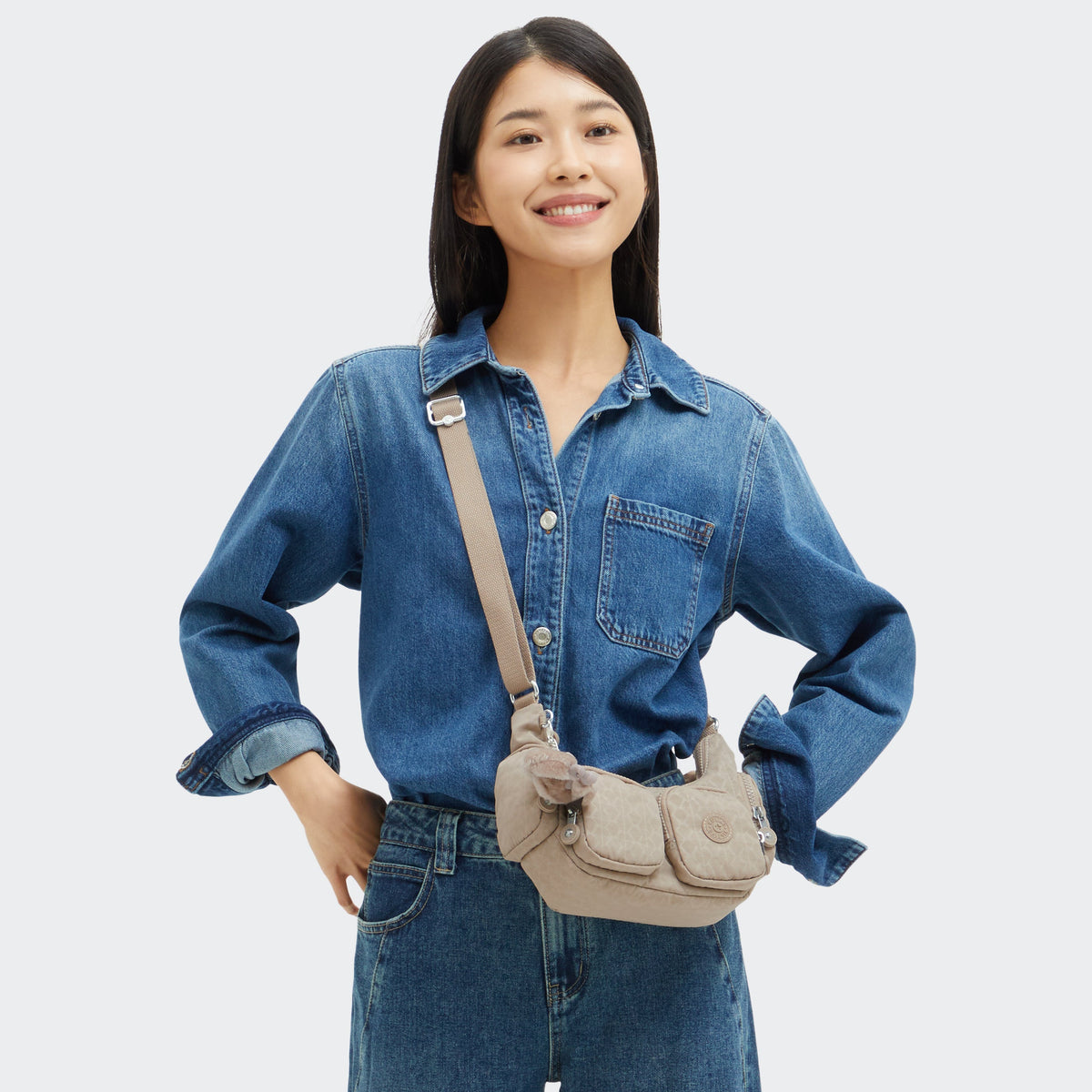 Kipling Rikka Mini Sign Beige Emb Small Crossbody I7005-96A