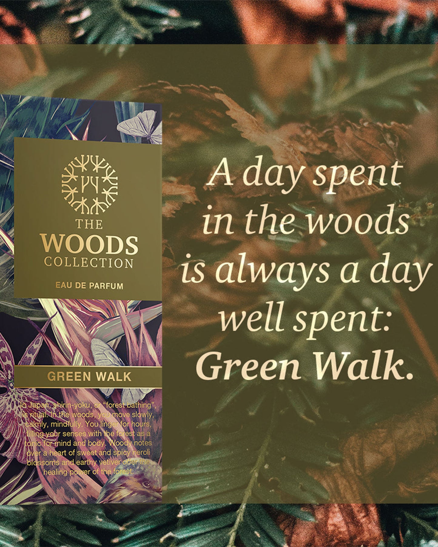 THE WOODS COLLECTION
GREEN WALK
Eau de parfum Unisex
100 ML Natural Spray