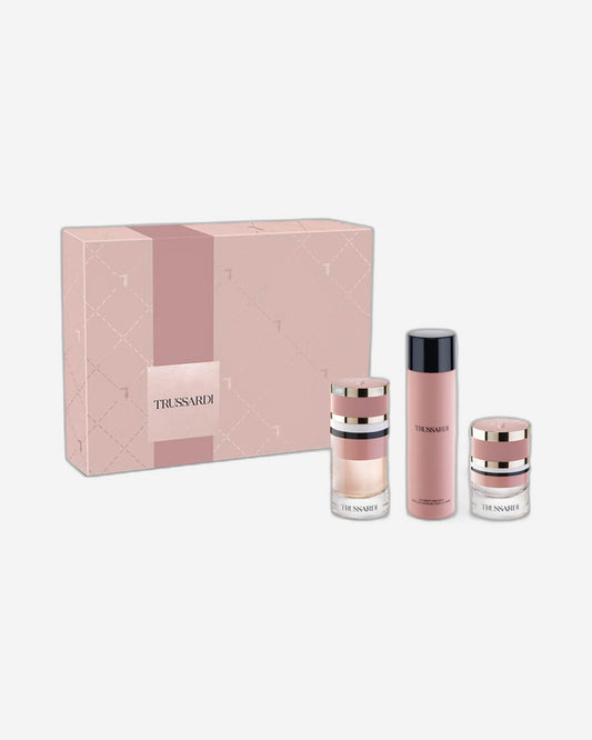 TRUSSARDI NEW FEMININE BRAIDED GIFT SET (EAU DE PARFUM 90ml+SILK BODY EMULSION 200ml+HAIR MIST 30ml)