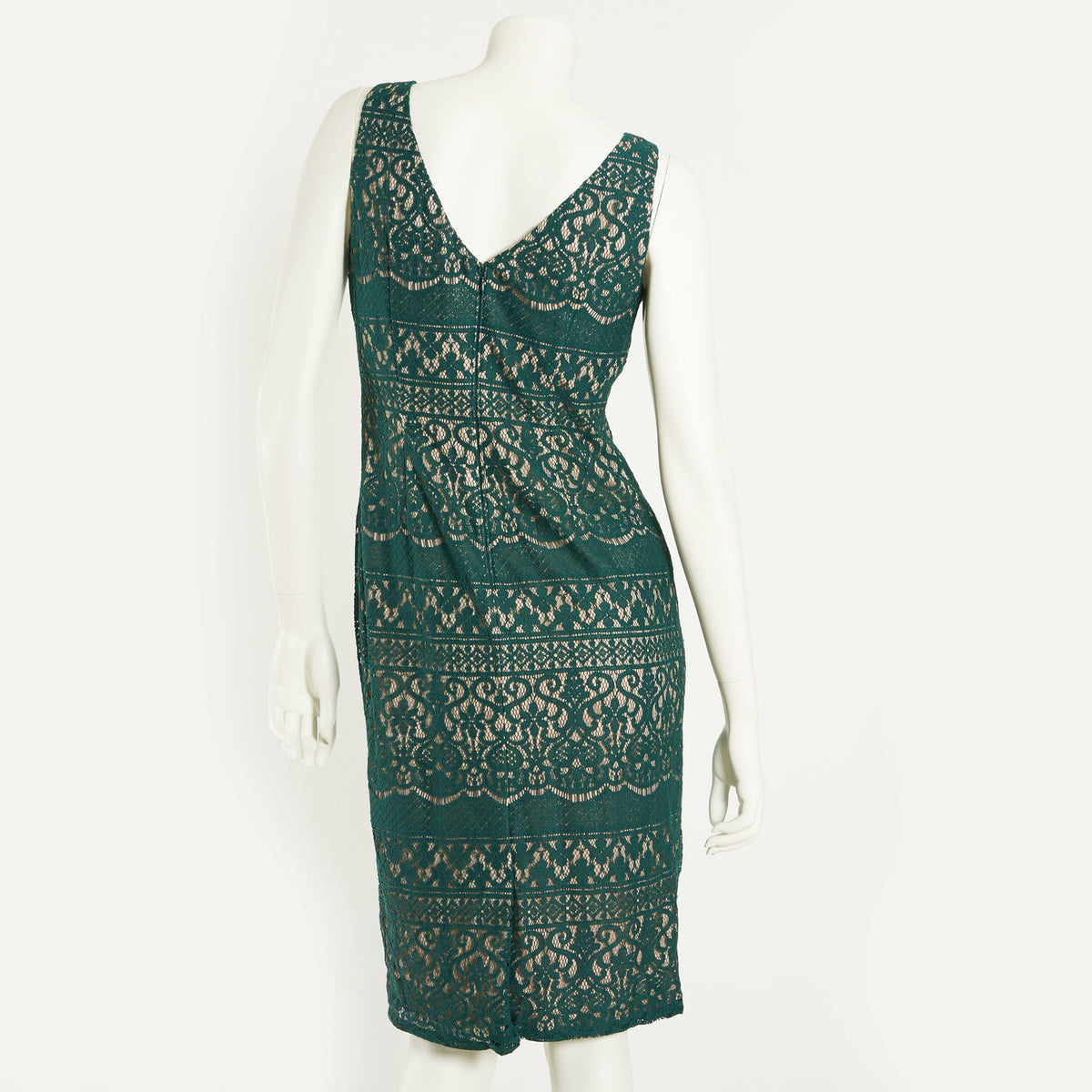 SCALLOPED STRIPED SHEATH DRESS