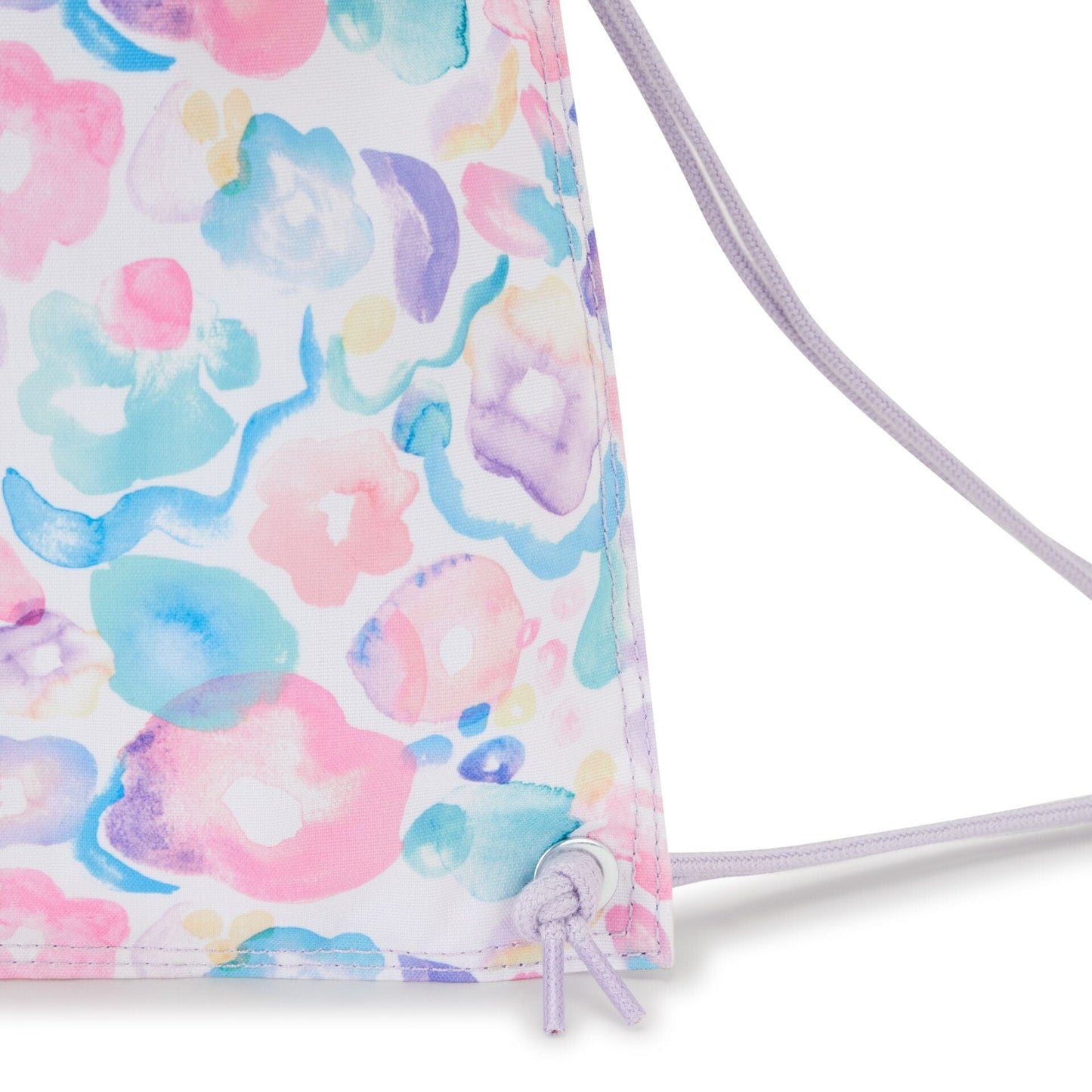 Kipling-Supertaboo-Medium Drawstring Bag-Aqua Flowers-I5637-2Fw