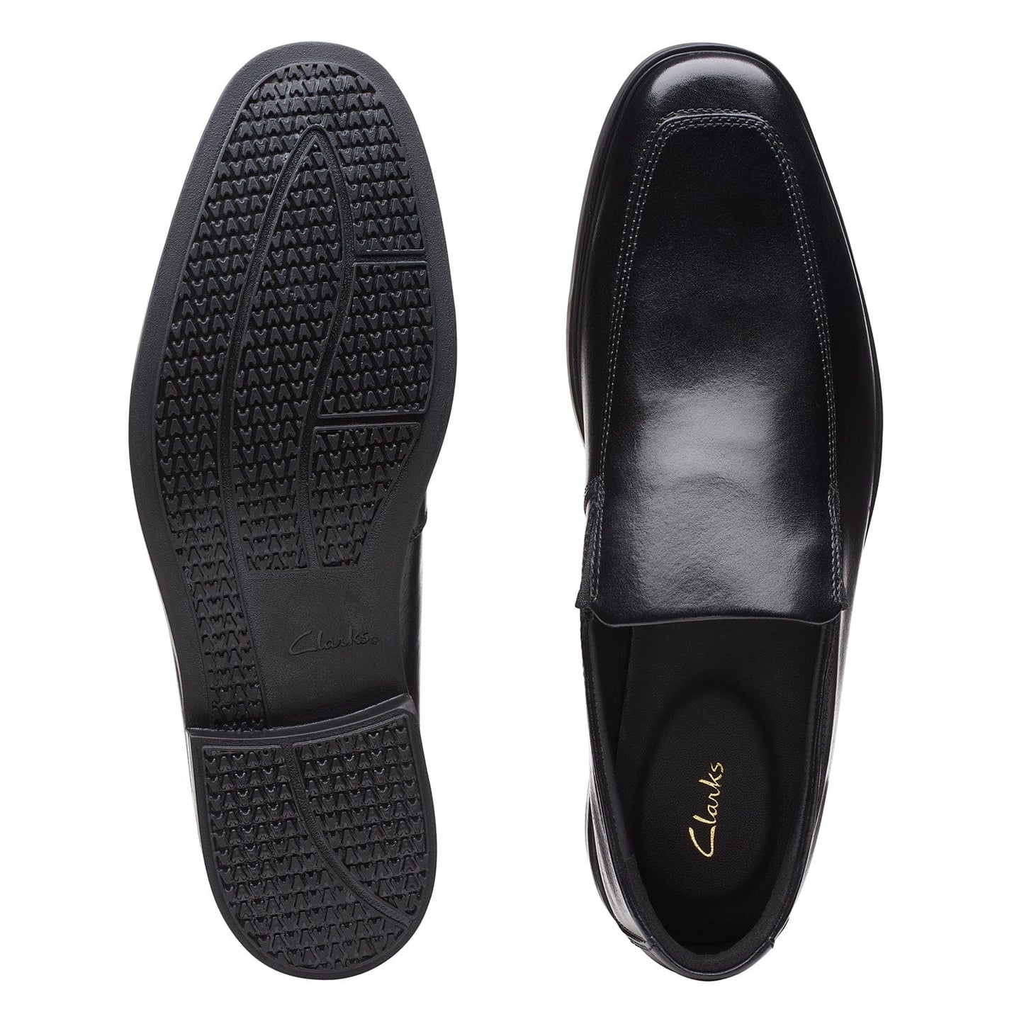 Clarks Howard Edge Shoes - Black Leather - 261622468 - H Width (Wide Fit)