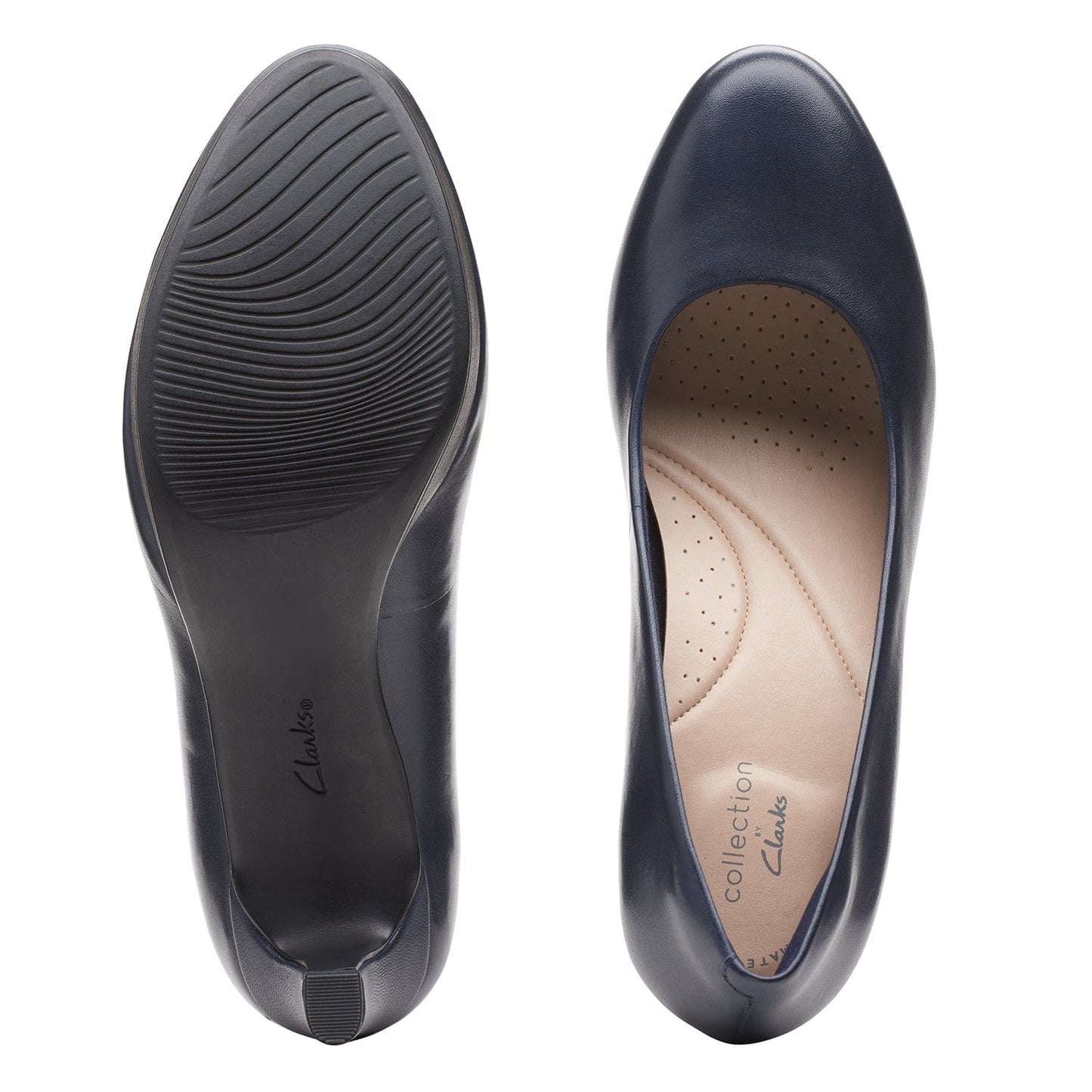 Clarks Ambyr Joy Shoes - Navy Leather - 261626674 - D Width (Standard Fit)