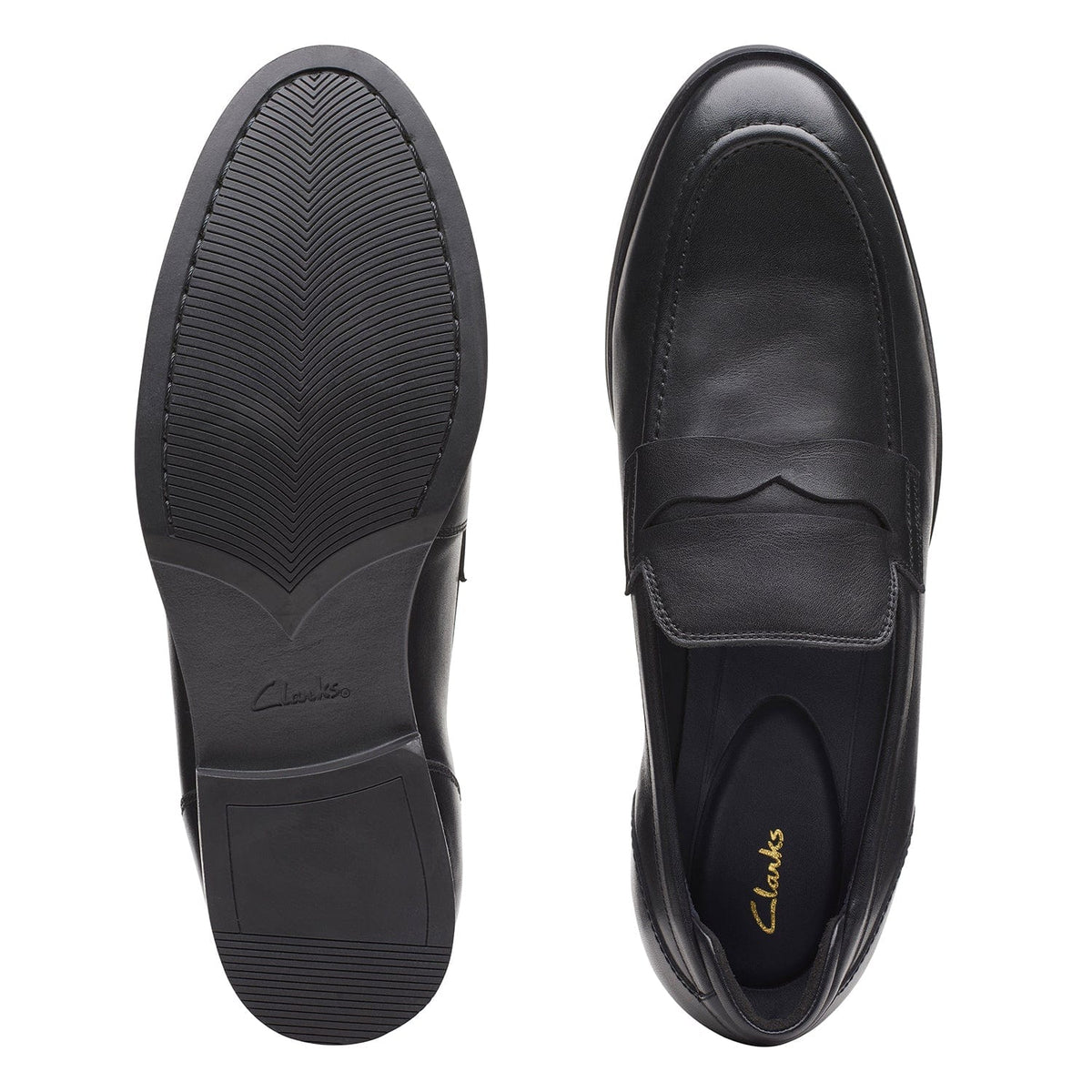 Clarks Bradish Ease Loafers - Black Leather - 261691747 - G Width (Standard Fit)