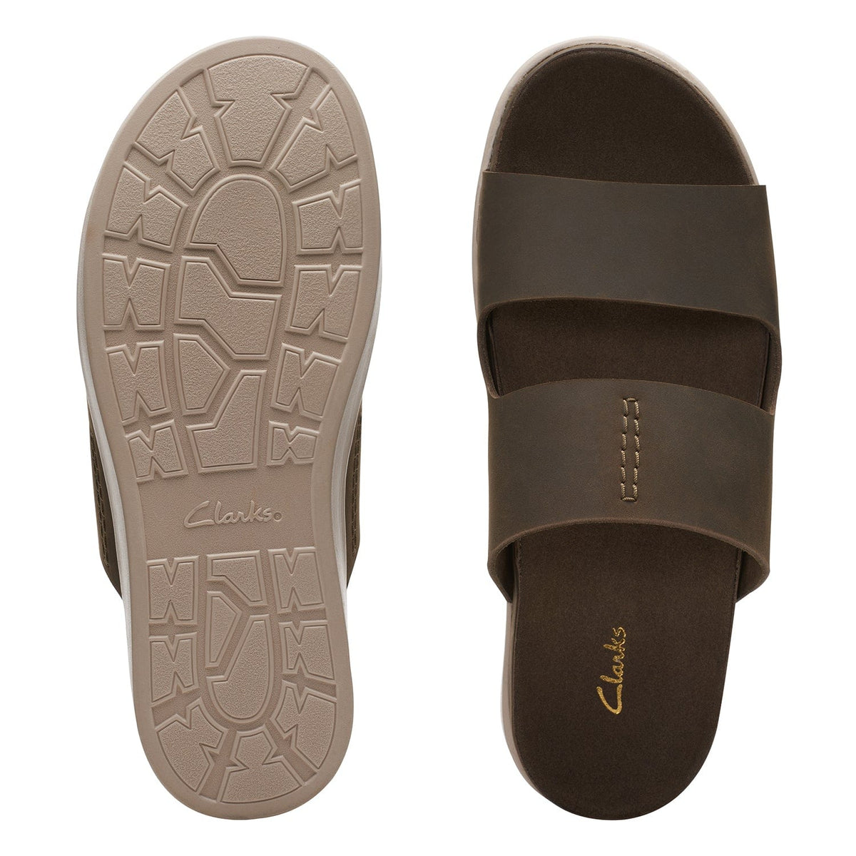 Clarks Sunder Coast Sandals - Dark Olive Lea - 261709457 - G Width (Standard Fit)