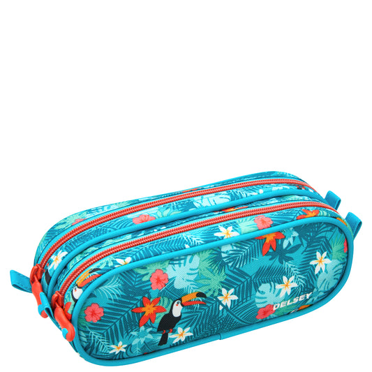 Delsey Paris School 2018 2?Compartment Pencil Case – Turquoise