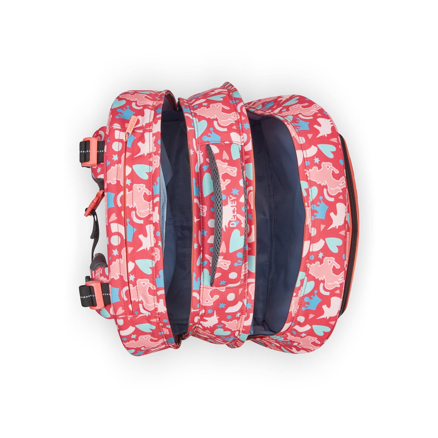 Delsey Paris BTS 2022 4 Wheel Pink Printing Wheeled School Bag