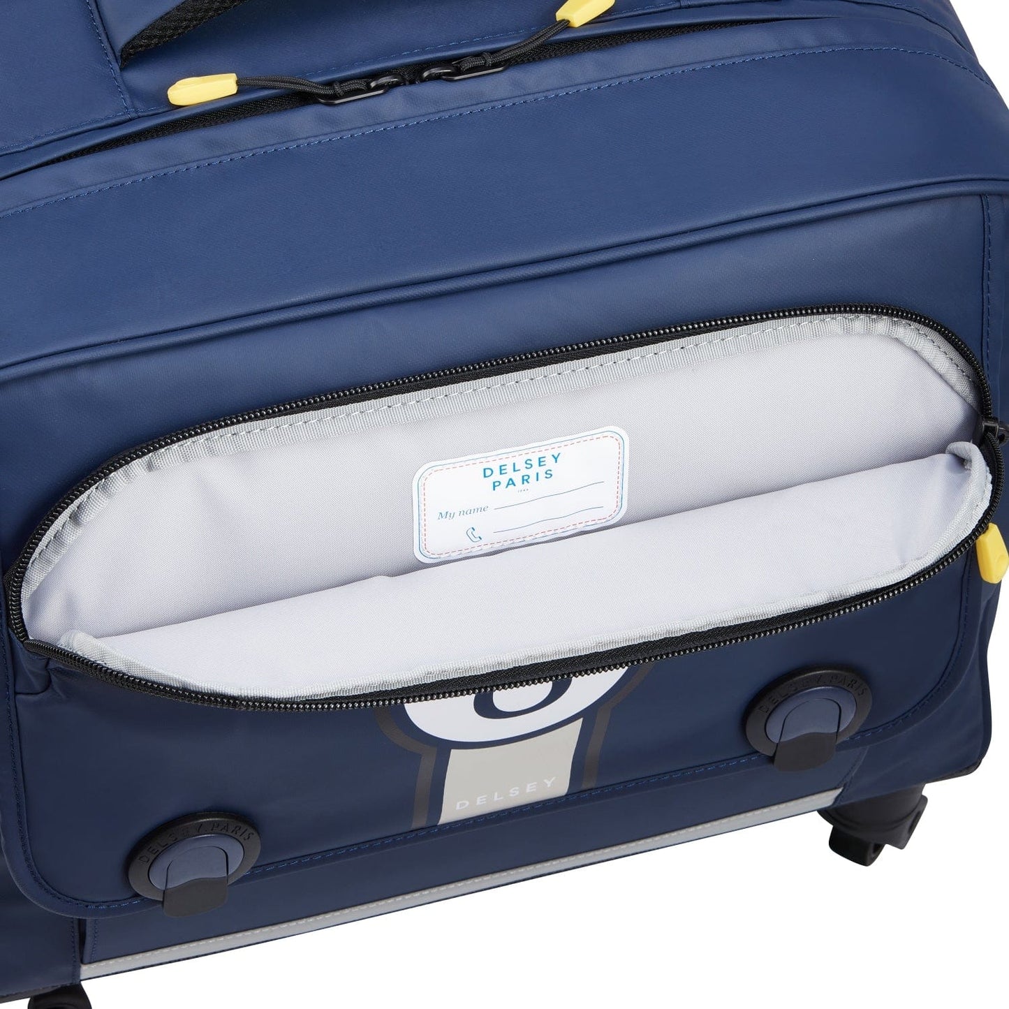 Delsey Paris BTS 2023 4 Wheel 15.6 Inch Blue Printing Wheeled School Bag