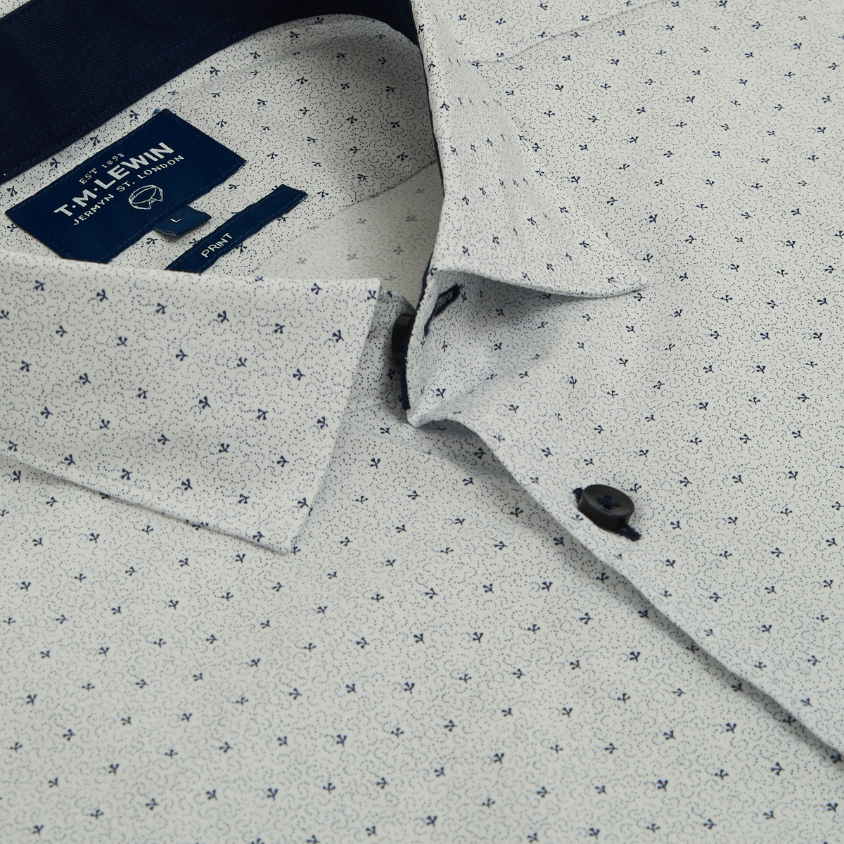 CASUAL SLIM FIT WHITE FLORAL BUTTON CUFF SHIRT