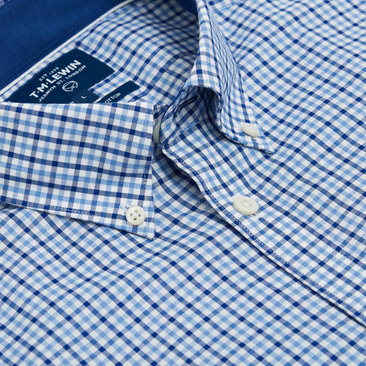 CASUAL FITTED CHECK PRINT BUTTON CUFF SHIRT