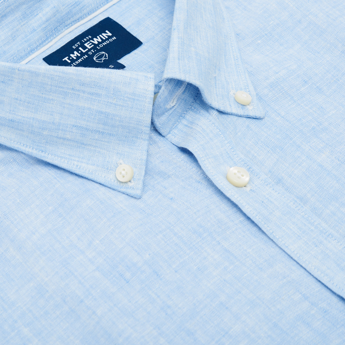 LINEN MODAL SLIM FIT BLUE BUTTON CUFF SHIRT