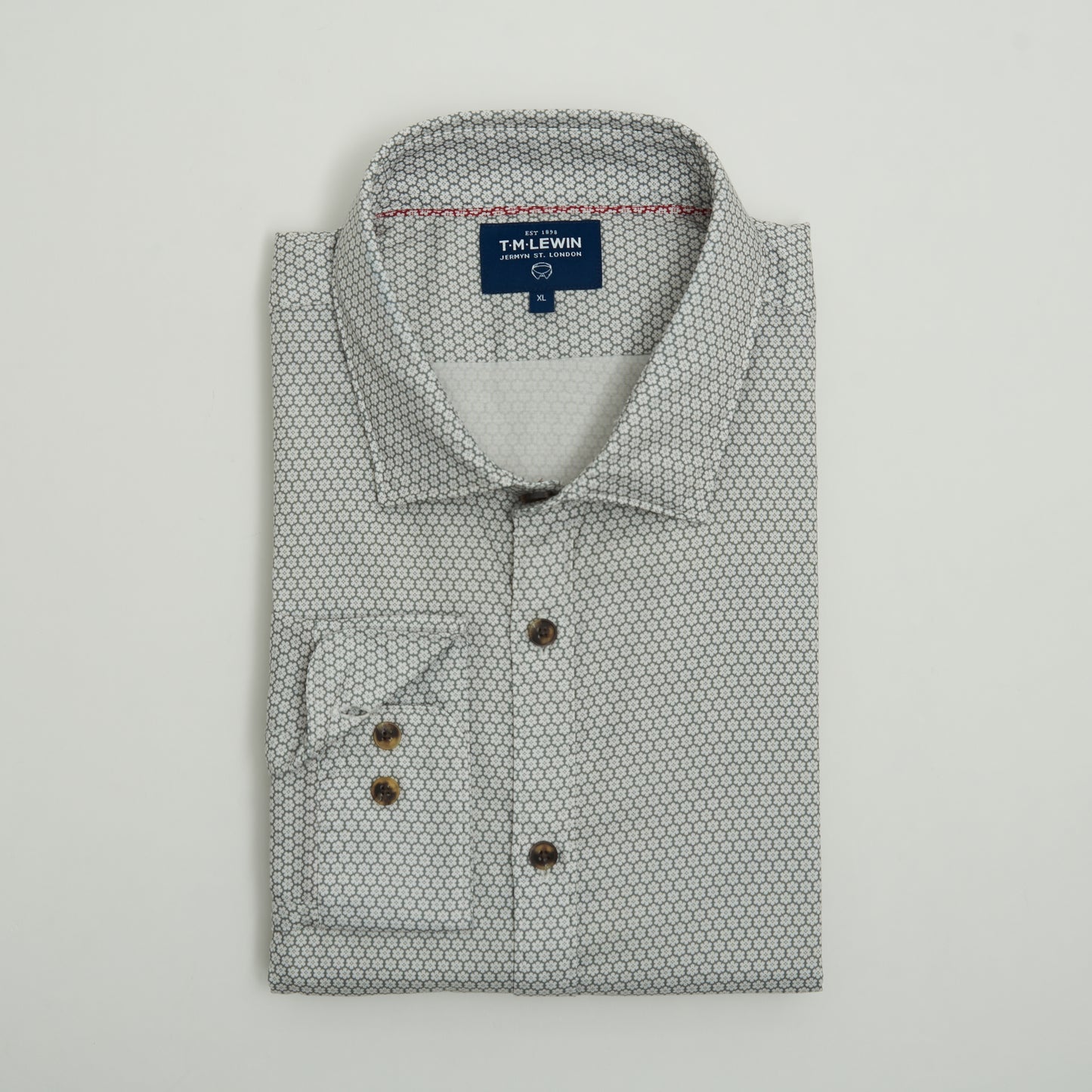 FLORAL SLIM FIT LIGHT GREY SINGLE CUFF SHIR