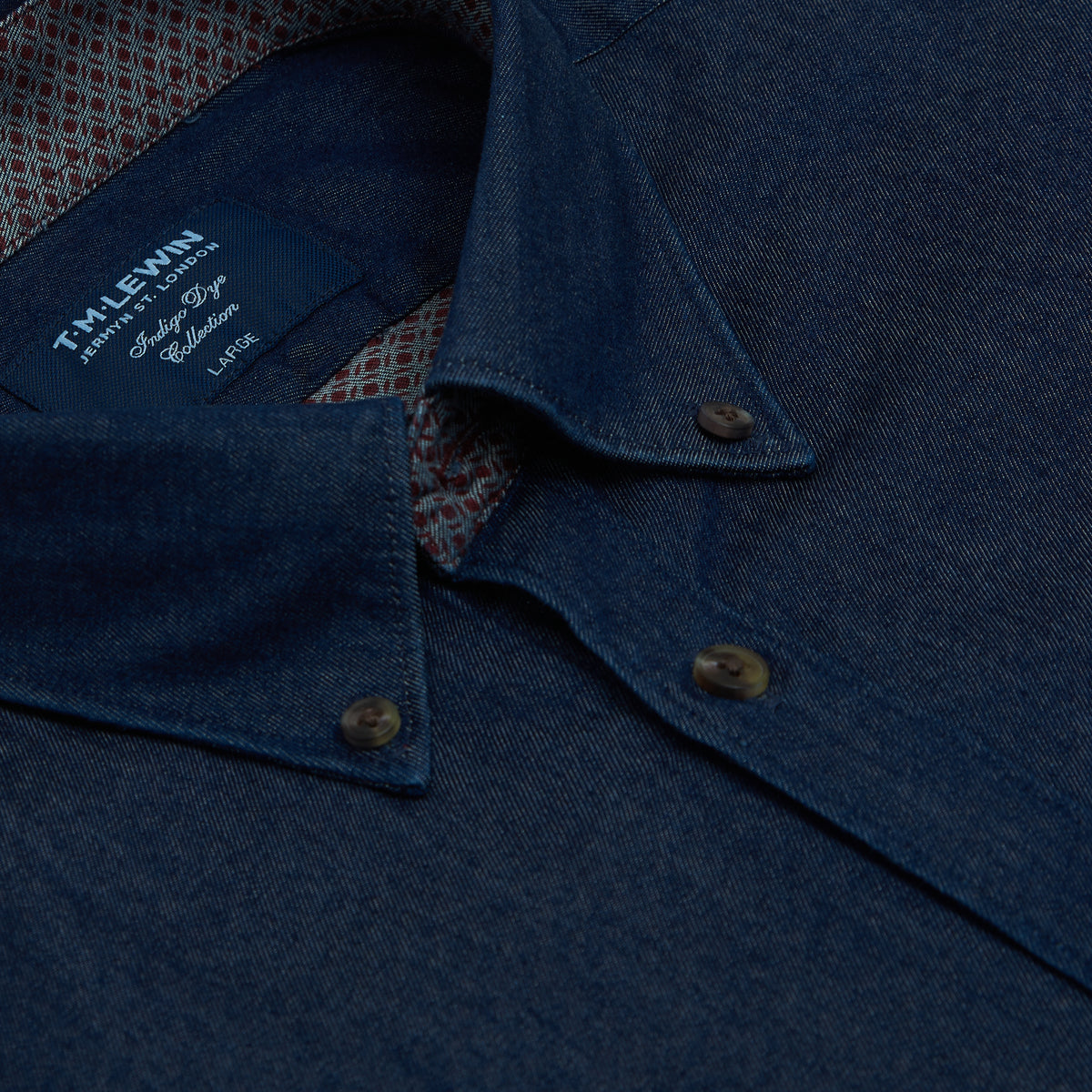 INDIGO DOUBLE-SIDED SLIM FIT NAVY SINGLE CUFF SHIRT