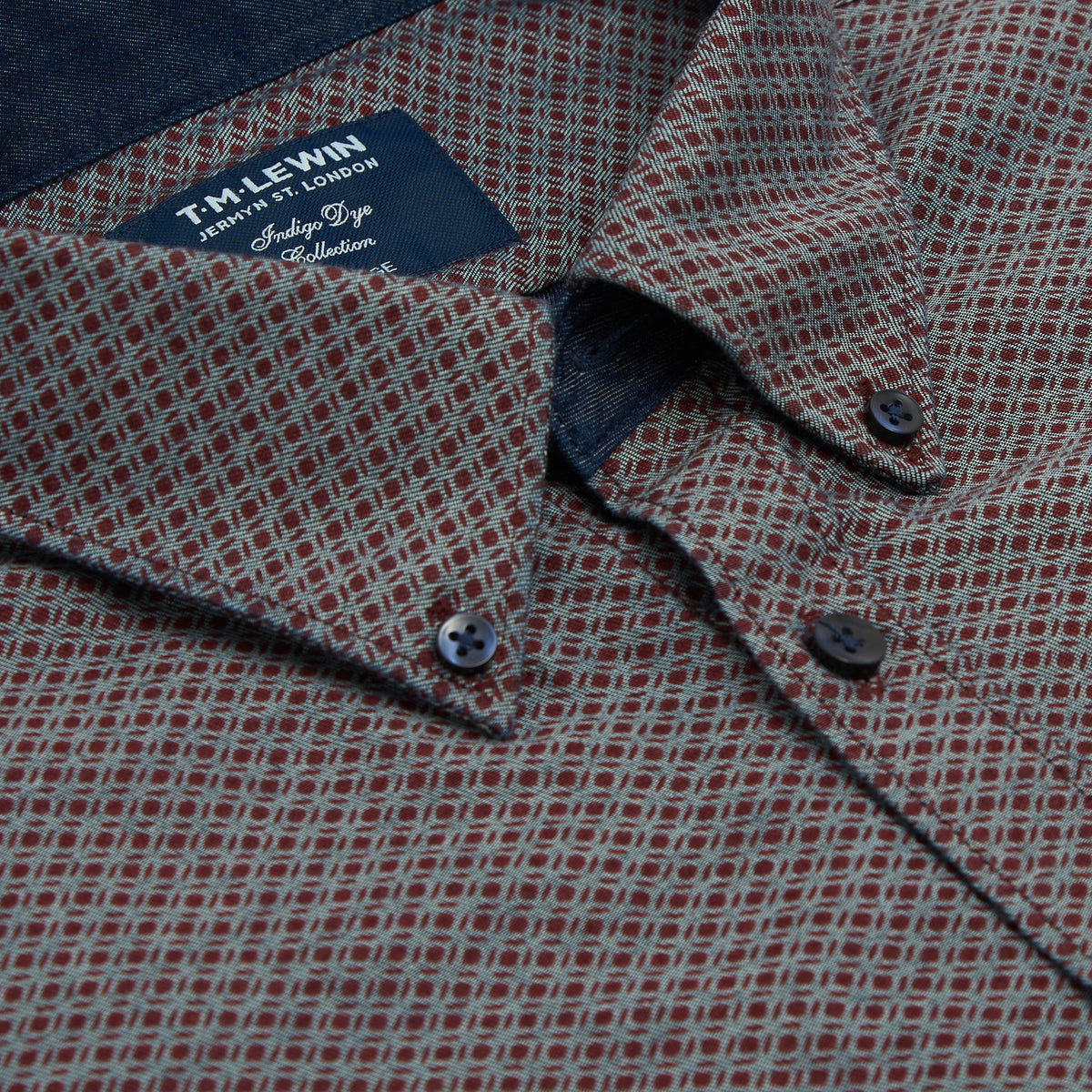 INDIGO DOUBLE-SIDED SLIM FIT BURGUNDY SINGLE CUFF SHIRT