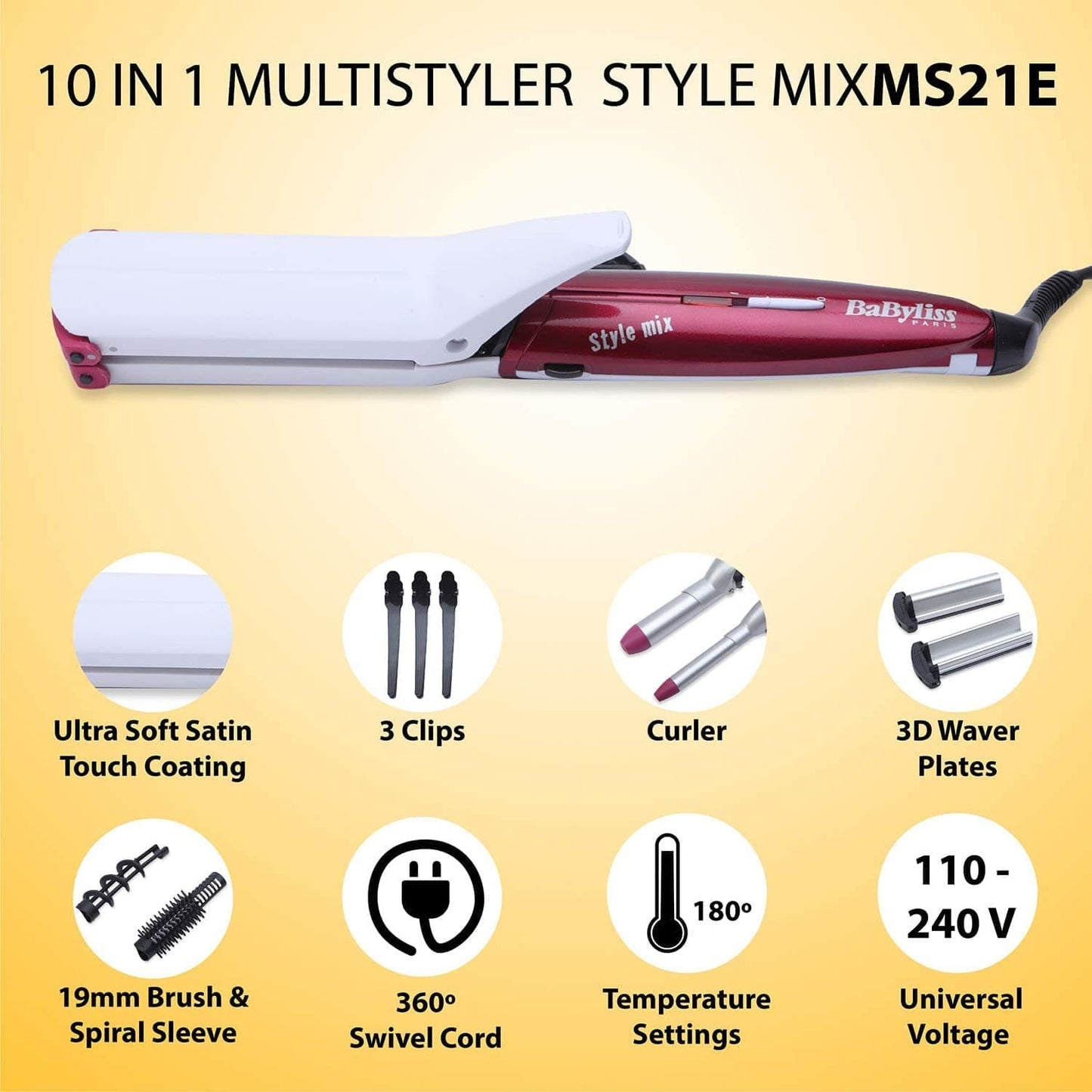 BABYLISS MULTI STYLER CERAMIC WITH 10 ACCESSORIES - MS22SDE