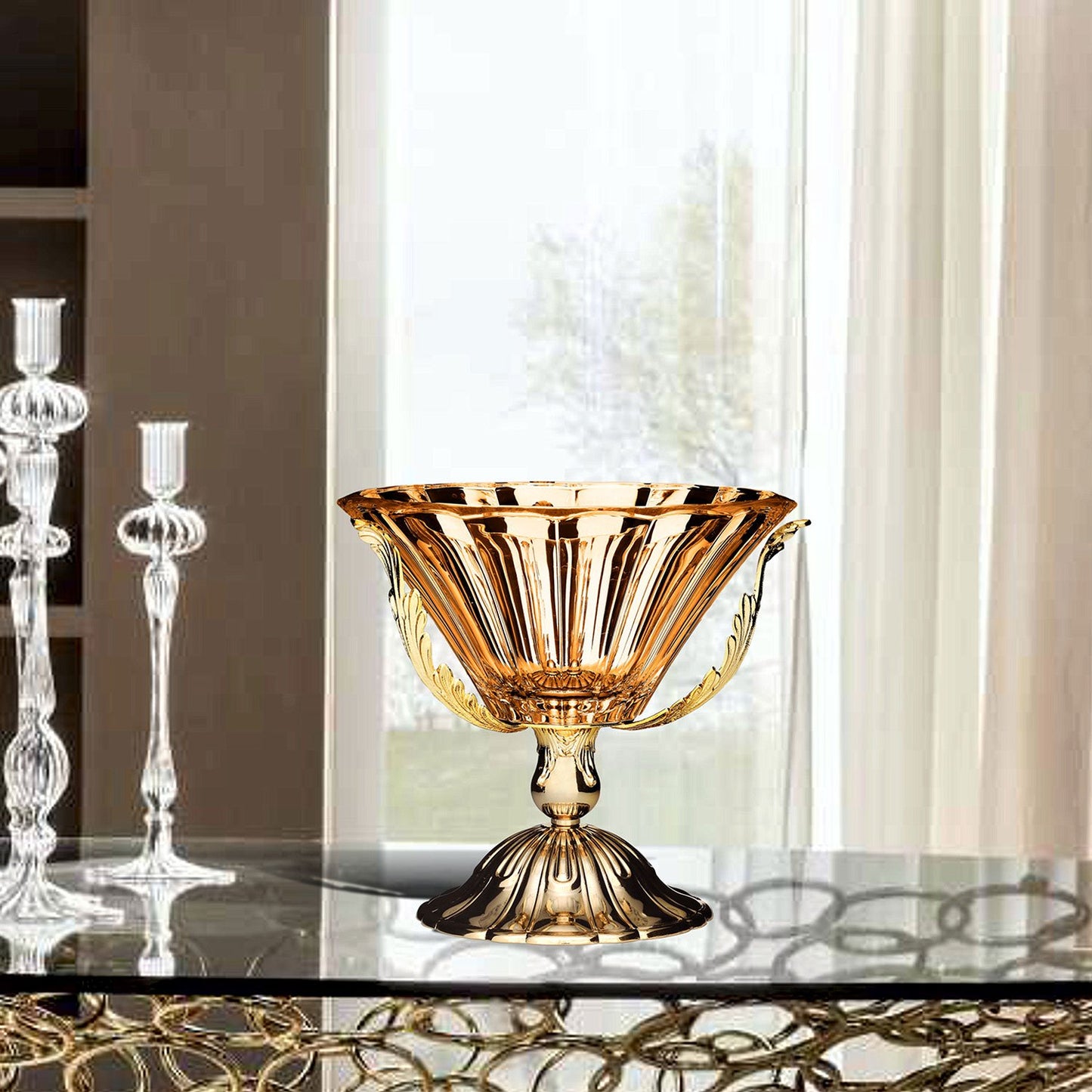 ROMA BOWL GLASS AMBER 26 X H26 CM - DC6157/OR-AM