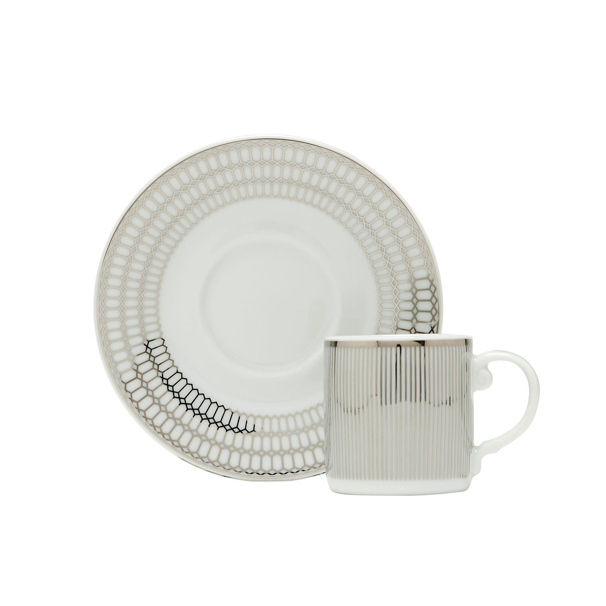 DANKOTUWA FOSTER PLATINUM DEMITASSE COFFEE CUP AND SAUCER SET - FOST-11792/693/6-P