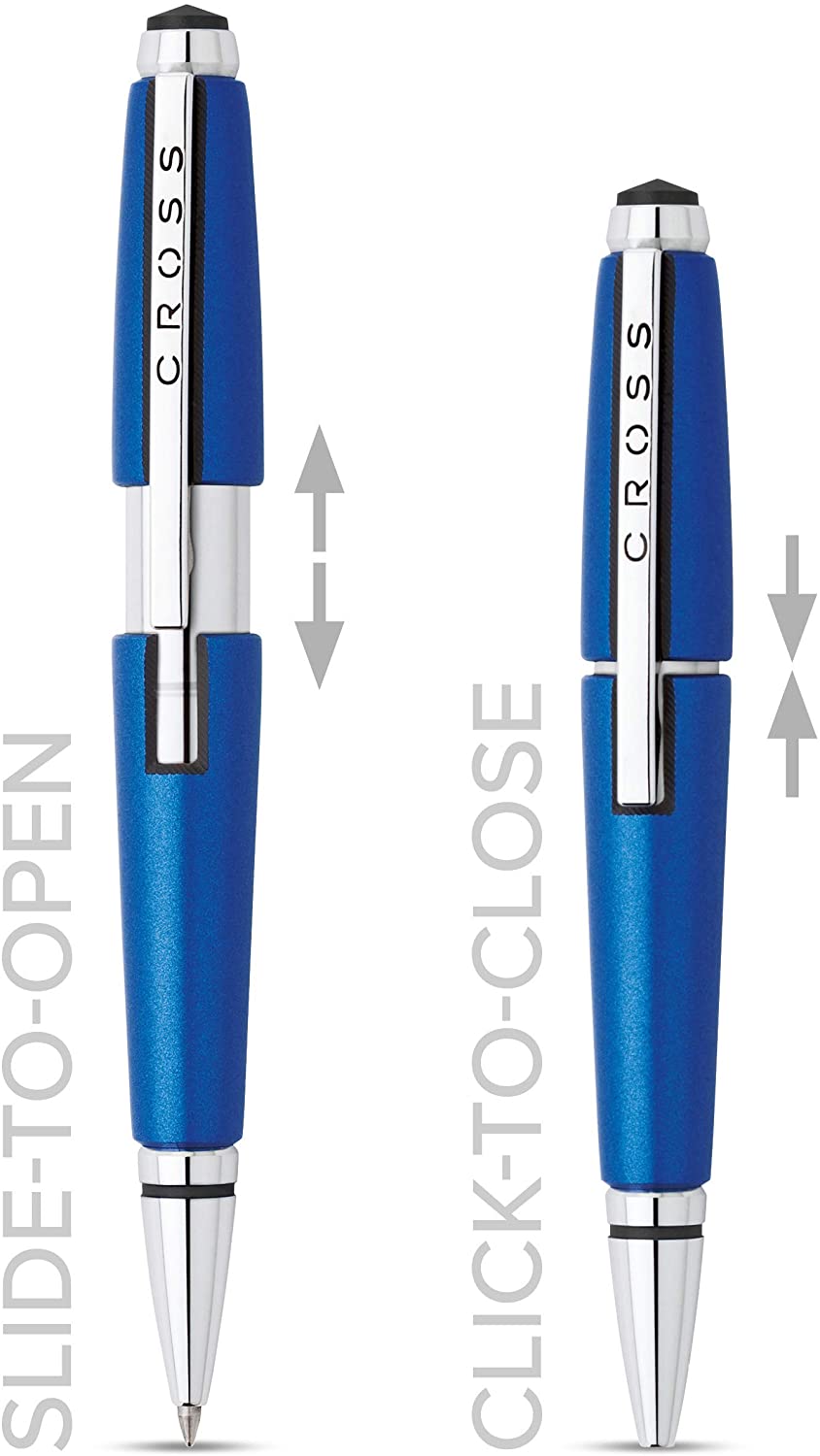 CROSS EDGE CLICK-CLOSE SELECTIP ROLLERBALL PEN NITRO BLUE WITH CHROME TRIMS AT0555-3