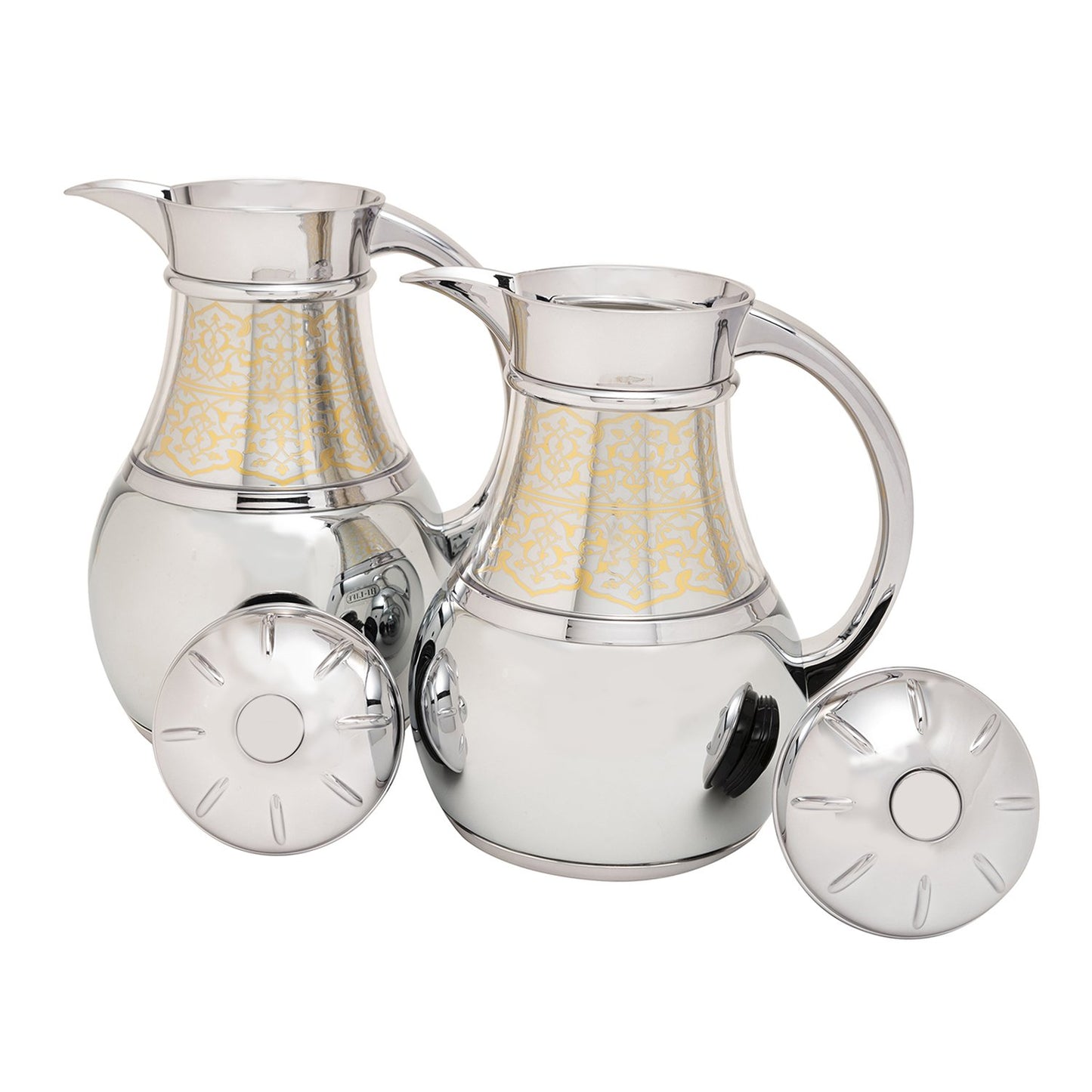 HI-LIFE VAC FLASK SET 0.7/1.0L ALL CHROME GOLD DECO - KS001-C-GA