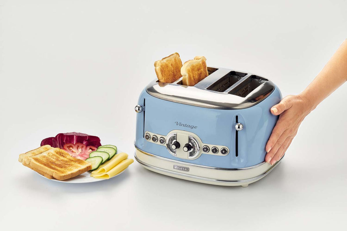 ARIETE VINTAGE 4-SLICE TOASTER, CREAM/BLUE 0156