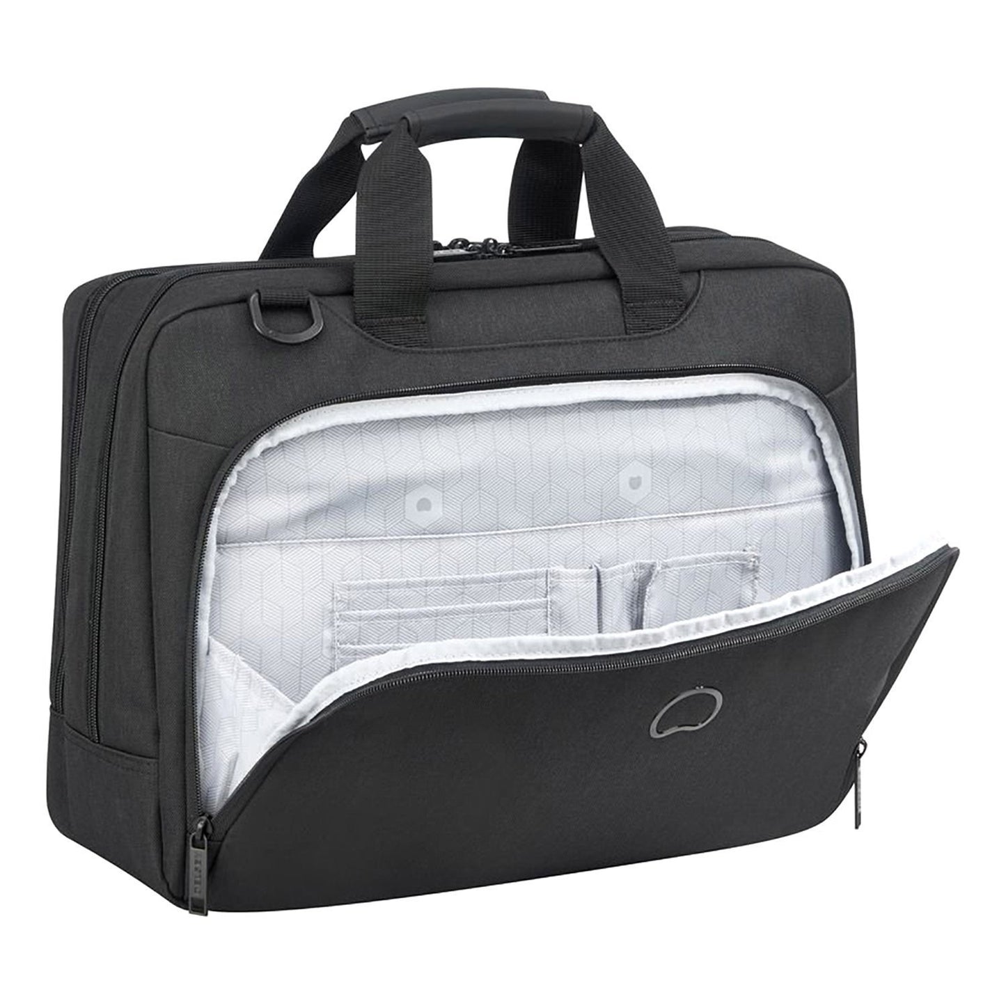 Delsey Esplanade 2 Compartment PC Protection Satchel - Deep Black - 00394216150 BLK - Jashanmal Home