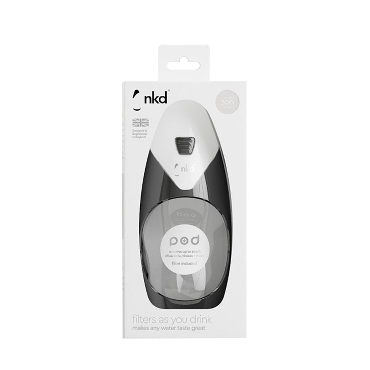 NKD Pod 585 ml Water Filter Bottle - White - PF5X1-301660 - Jashanmal Home