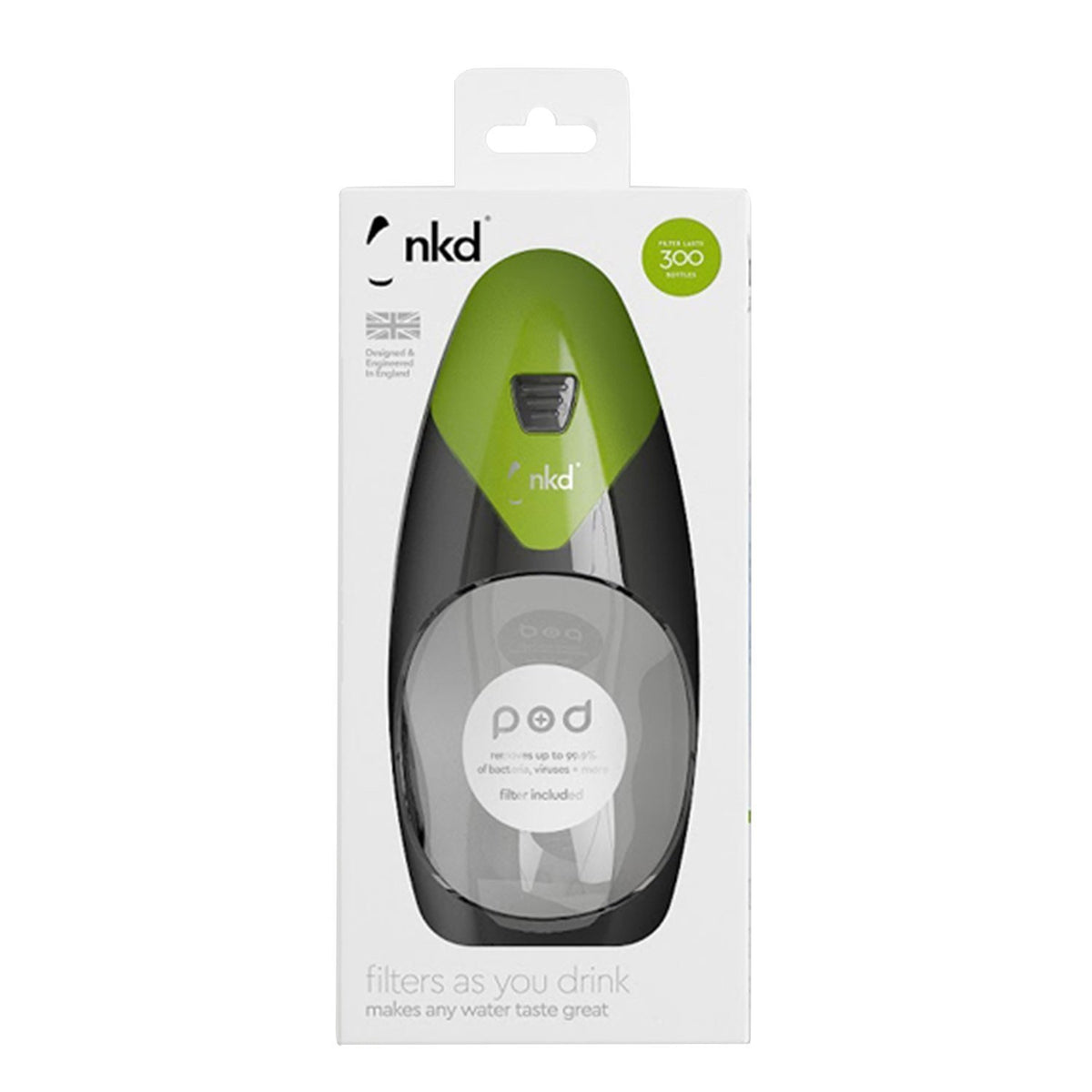 NKD Pod 585 ml Water Filter Bottle - Green - PF5X1-401660 - Jashanmal Home