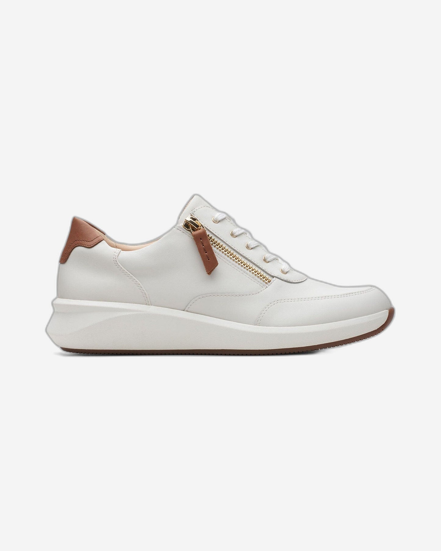 Clarks Un Rio Zip - Shoes - White Leather - 261673724 - D Width (Standard Fit)