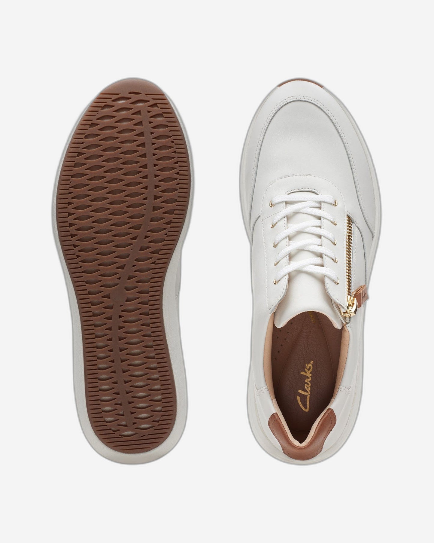 Clarks Un Rio Zip - Shoes - White Leather - 261673724 - D Width (Standard Fit)