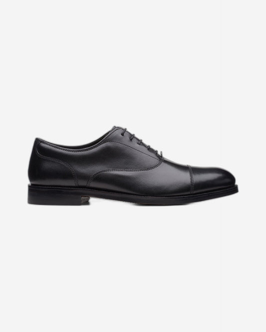 Clarks Craftdean Cap Shoes - Black Leather - 261691757 - G Width (Standard Fit)