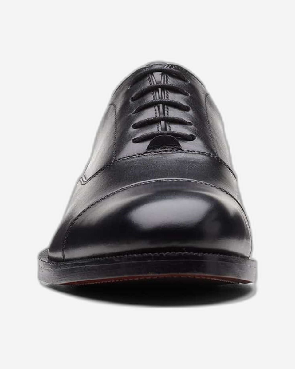 Clarks Craftdean Cap Shoes - Black Leather - 261691757 - G Width (Standard Fit)
