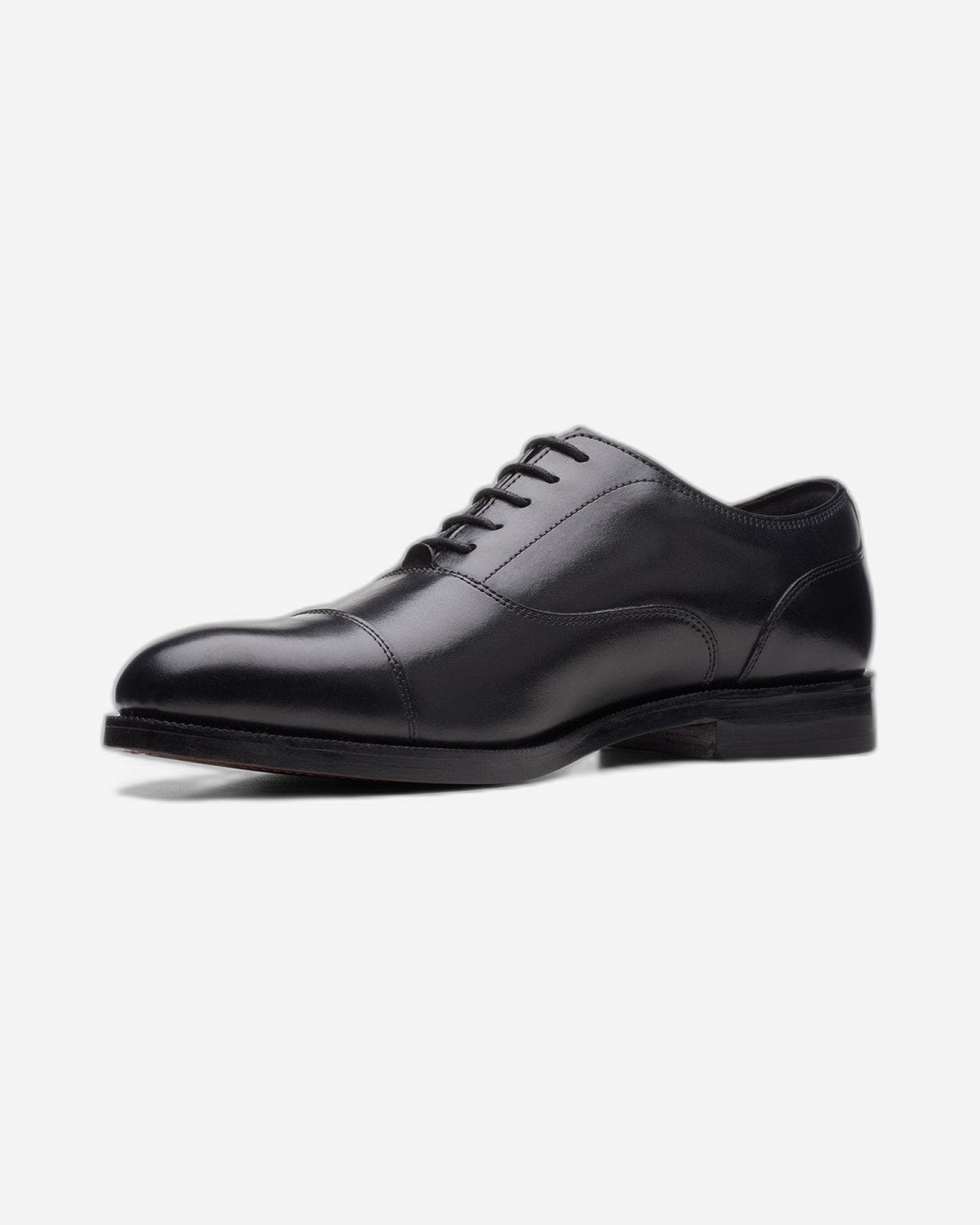 Clarks Craftdean Cap Shoes - Black Leather - 261691757 - G Width (Standard Fit)