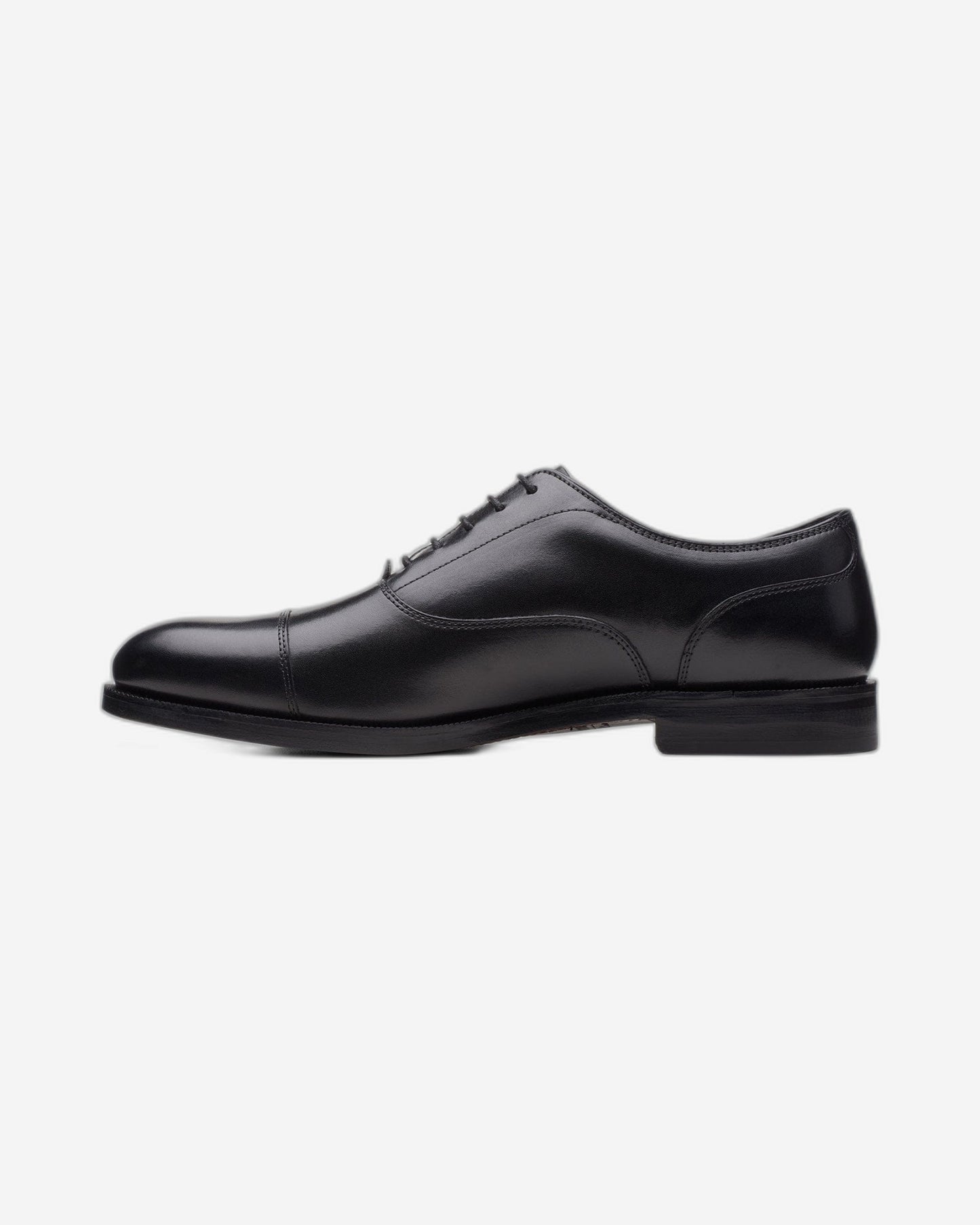 Clarks Craftdean Cap Shoes - Black Leather - 261691757 - G Width (Standard Fit)
