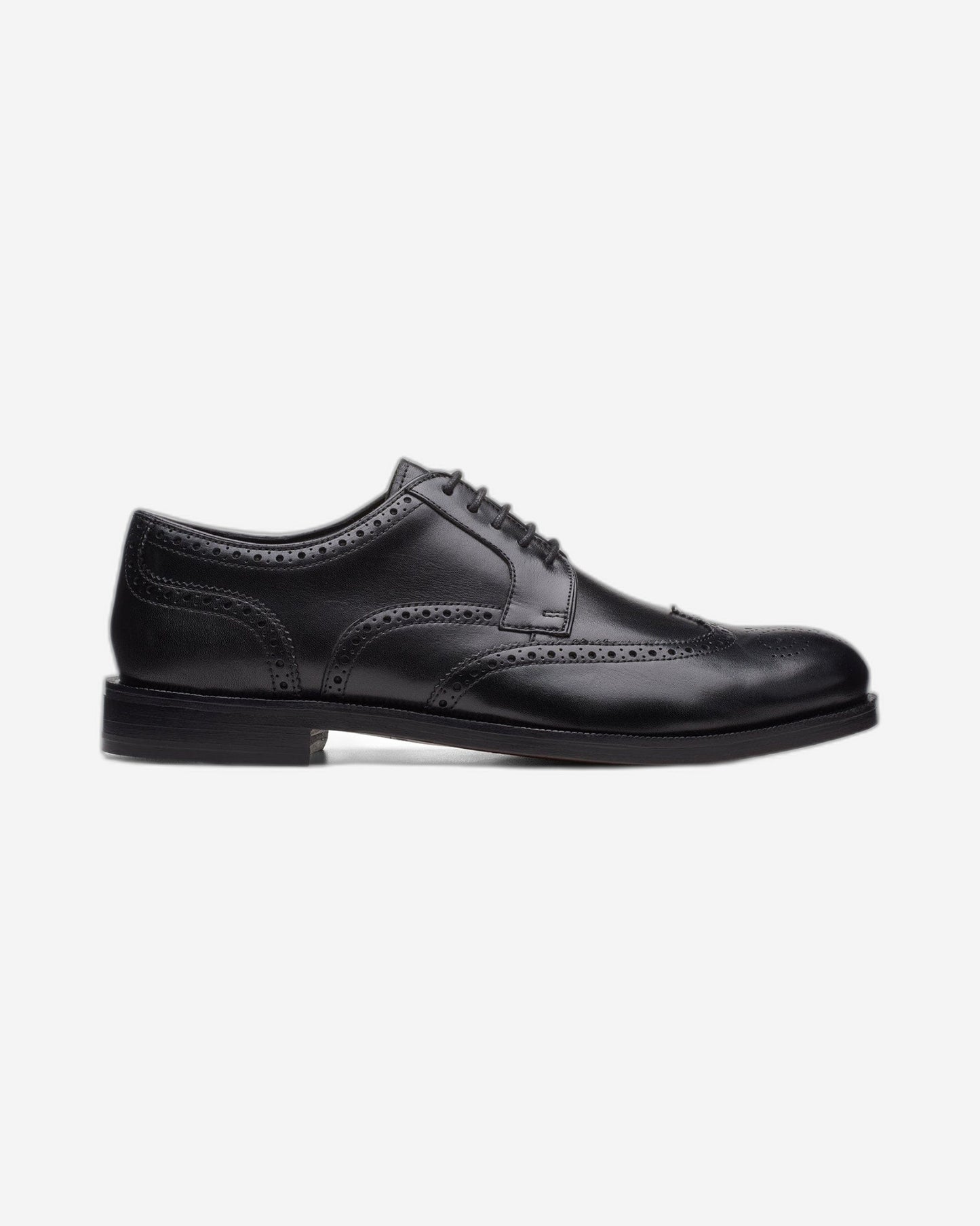 Clarks Craftdean Wing Shoes - Black Leather - 261691837 - G Width (Standard Fit)