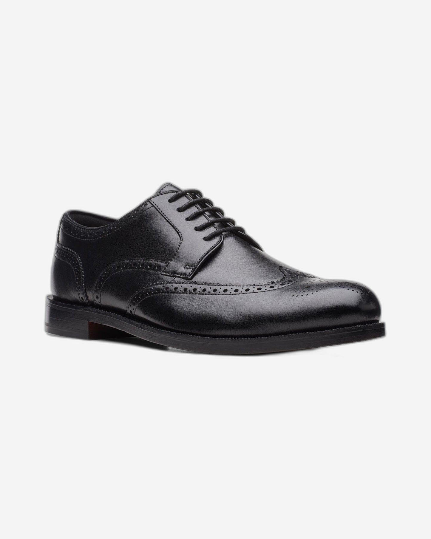 Clarks Craftdean Wing Shoes - Black Leather - 261691837 - G Width (Standard Fit)