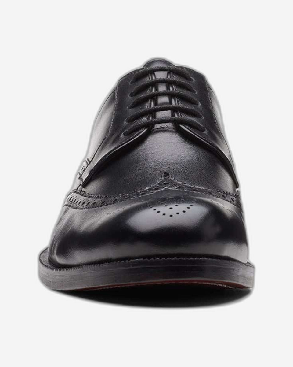 Clarks Craftdean Wing Shoes - Black Leather - 261691837 - G Width (Standard Fit)