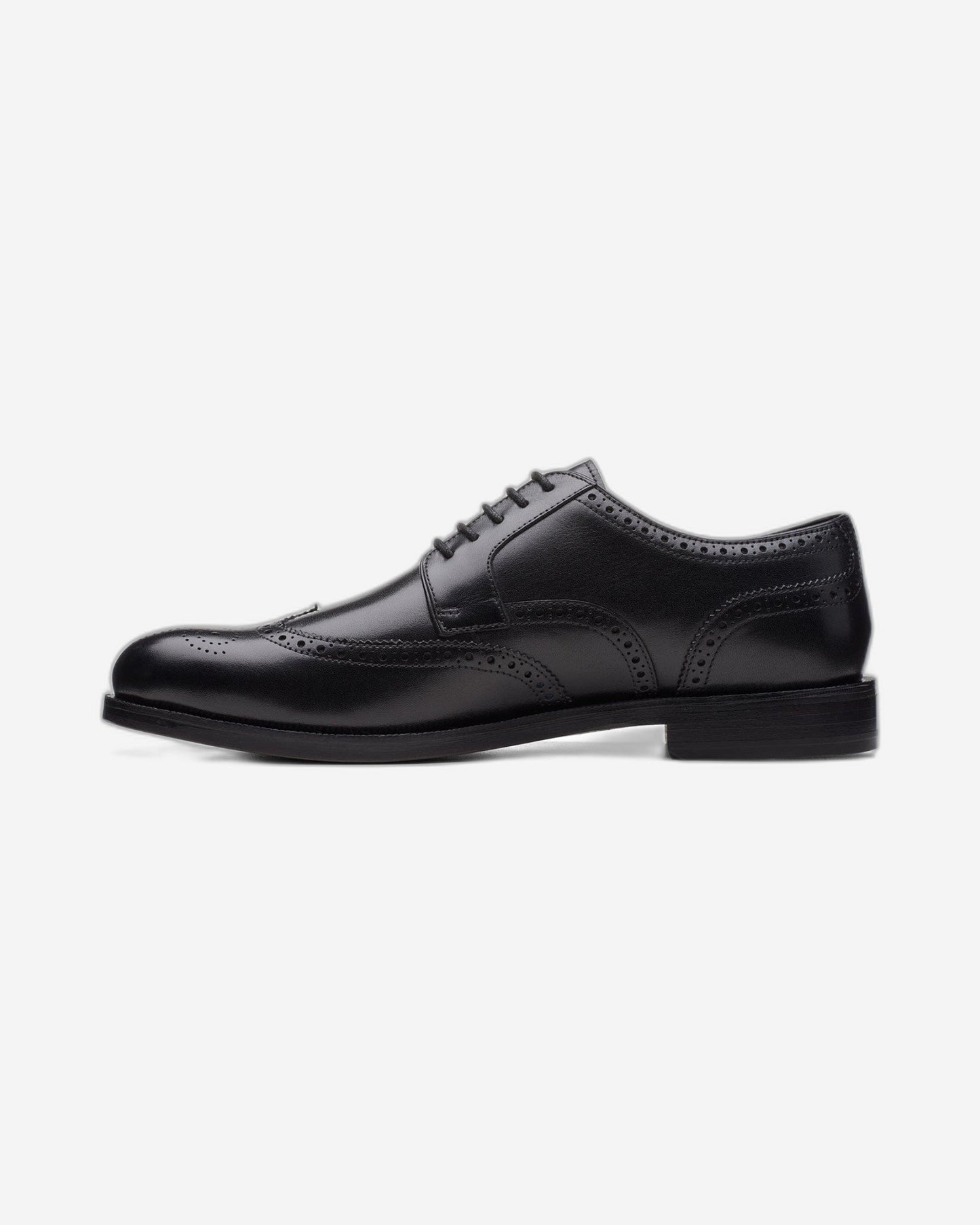 Clarks Craftdean Wing Shoes - Black Leather - 261691837 - G Width (Standard Fit)