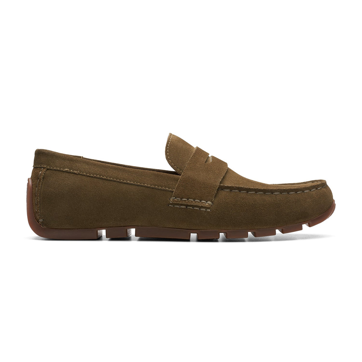 Clarks Oswick Bar Shoes - Dark Olive Suede - 261700487 - G Width (Standard Fit)