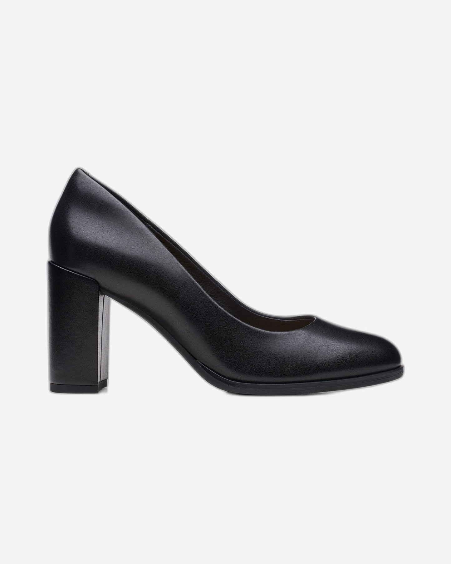 Clarks Freva85 Court Shoes - Black Leather - 261709684 - D Width (Standard Fit)