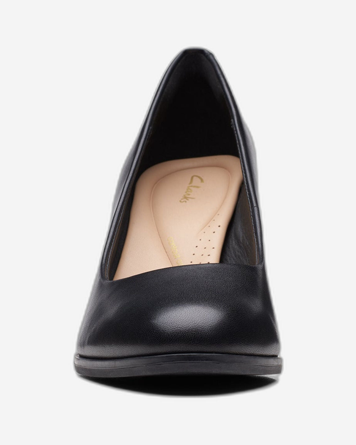 Clarks Freva85 Court Shoes - Black Leather - 261709684 - D Width (Standard Fit)