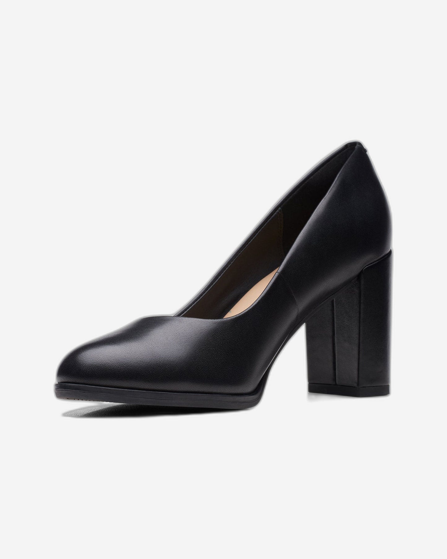 Clarks Freva85 Court Shoes - Black Leather - 261709684 - D Width (Standard Fit)