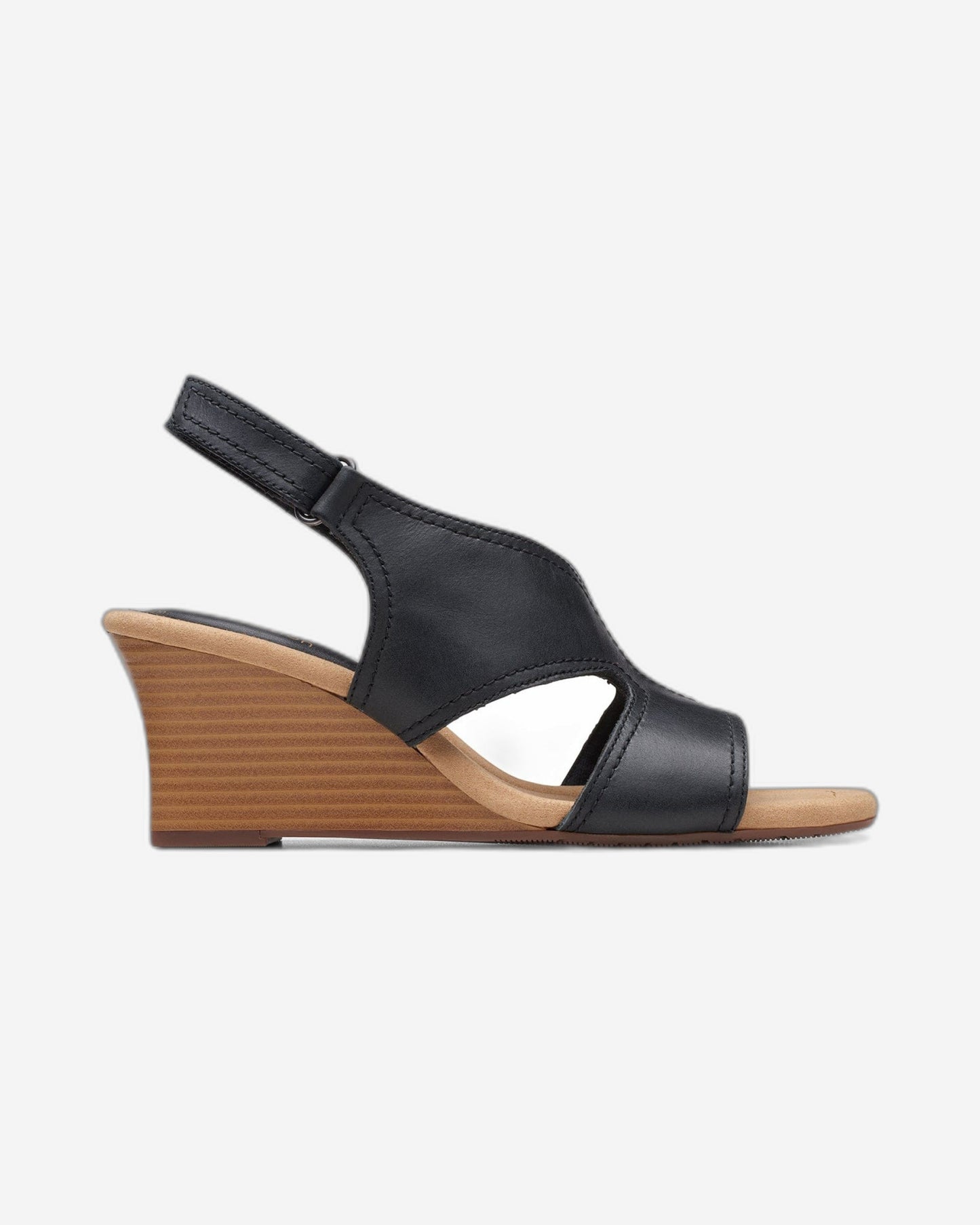 Clarks Kyarra Aster - Sandals - Black Leather - 261712345 - E Width (Wide Fit)