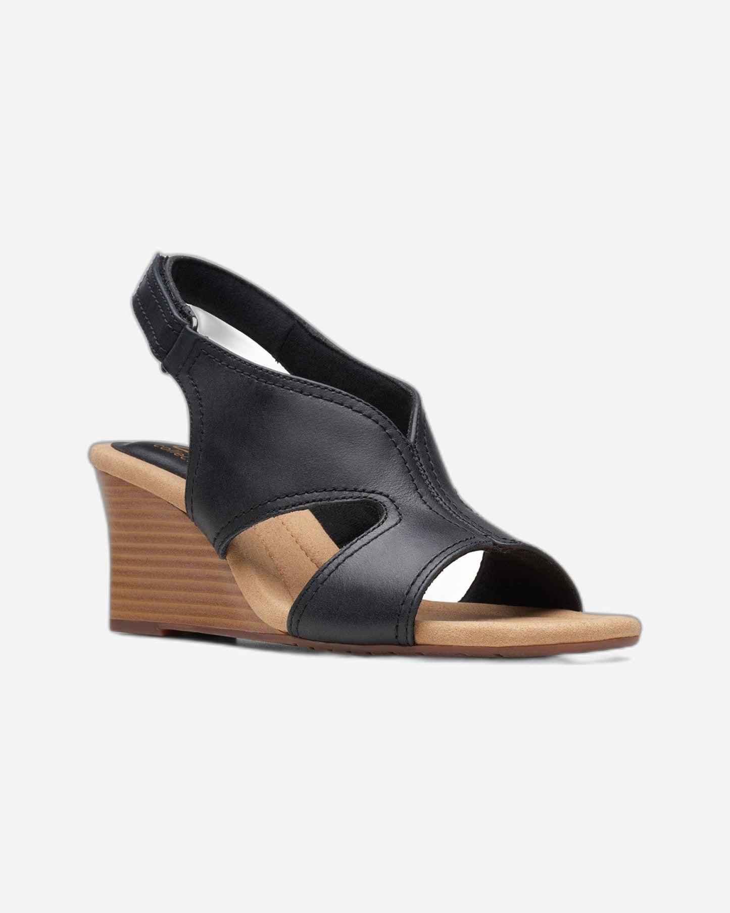 Clarks Kyarra Aster - Sandals - Black Leather - 261712345 - E Width (Wide Fit)